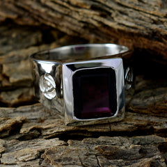 Garnet Solitaire Indian 92.5 Silver Red Gemstone Essential  Armor Ring Jewelry