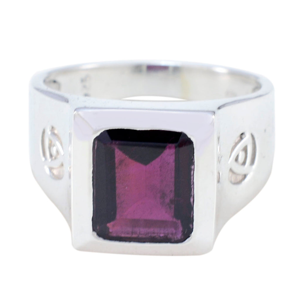 Garnet Solitaire Indian 92.5 Silver Red Gemstone Essential  Armor Ring Jewelry