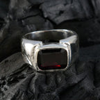 Garnet Solitaire German Silver Red Gems Essential  Trendy Ring Jewellery