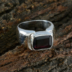 Garnet Solitaire German Silver Red Gems Essential  Trendy Ring Jewellery