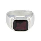 Garnet Solitaire German Silver Red Gems Essential  Trendy Ring Jewellery