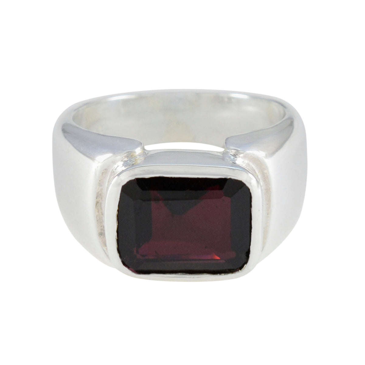 Garnet Solitaire German Silver Red Gems Essential  Trendy Ring Jewellery