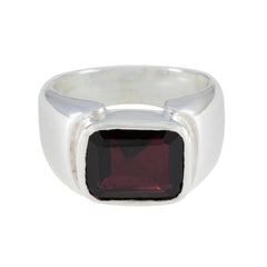 Garnet Solitaire German Silver Red Gems Essential  Trendy Ring Jewellery