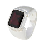 Garnet Solitaire German Silver Red Gems Essential  Trendy Ring Jewellery