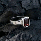 Garnet Solitaire Indian Sterling Silver Red Gemstone Slim Artisan Ring Jewellery