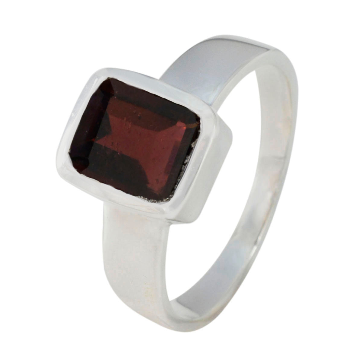 Garnet Solitaire Indian Sterling Silver Red Gemstone Slim Artisan Ring Jewellery