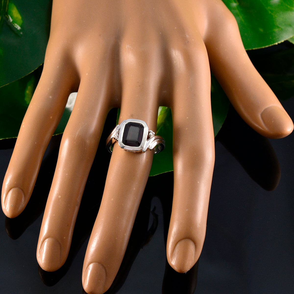 Garnet Solitaire Indian Silver Red Gems Slim Abstract Ring Jewellery