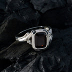 Garnet Solitaire Indian Silver Red Gems Slim Abstract Ring Jewellery