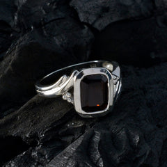 Garnet Solitaire Indian Silver Red Gems Slim Abstract Ring Jewellery