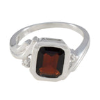Garnet Solitaire Indian Silver Red Gems Slim Abstract Ring Jewellery