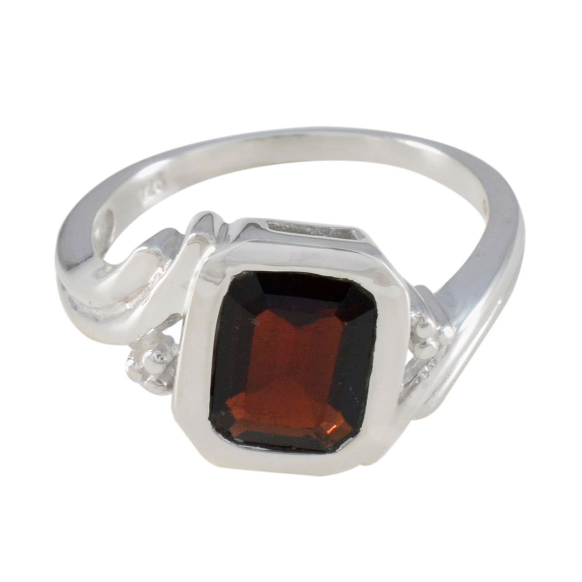 Garnet Solitaire Indian Silver Red Gems Slim Abstract Ring Jewellery