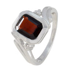 Garnet Solitaire Indian Silver Red Gems Slim Abstract Ring Jewellery