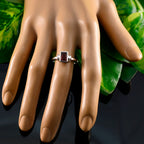 Garnet Solitaire Korean 925 Silver Red Gems Dainty Trendy Ring Jewelry