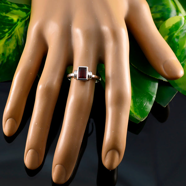 Garnet Solitaire Korean 925 Silver Red Gems Dainty Trendy Ring Jewelry