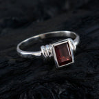 Garnet Solitaire Korean 925 Silver Red Gems Dainty Trendy Ring Jewelry