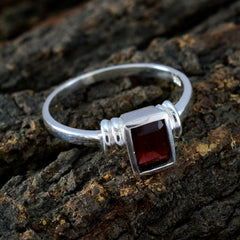 Garnet Solitaire Korean 925 Silver Red Gems Dainty Trendy Ring Jewelry