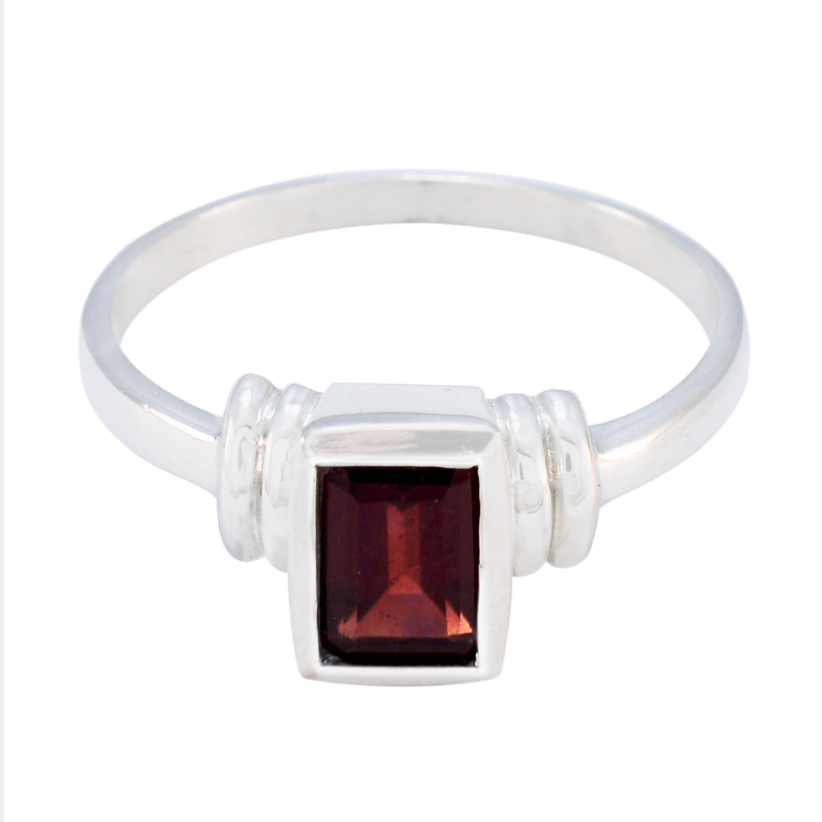 Garnet Solitaire Korean 925 Silver Red Gems Dainty Trendy Ring Jewelry