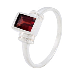 Garnet Solitaire Korean 925 Silver Red Gems Dainty Trendy Ring Jewelry