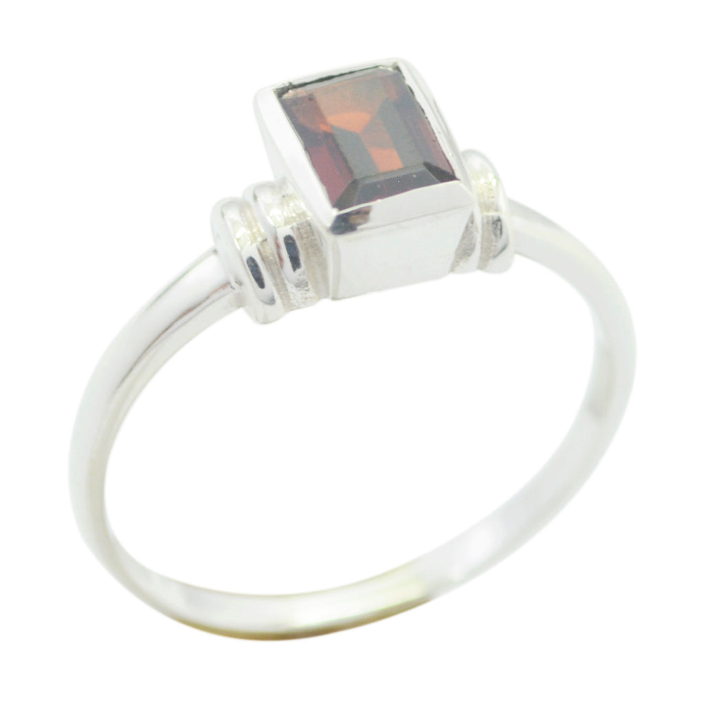 Garnet Solitaire Korean 925 Silver Red Gems Dainty Trendy Ring Jewelry