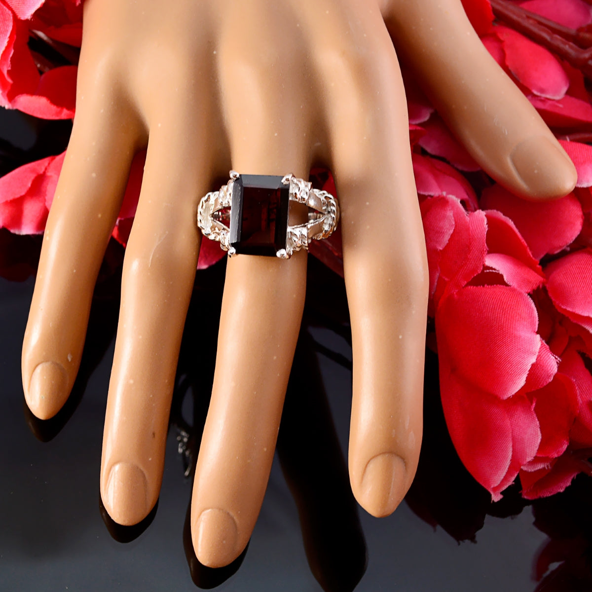 Garnet Solitaire Australian 92.5 Silver Red Gemstones Versatile Rope Wire Ring Jewellery