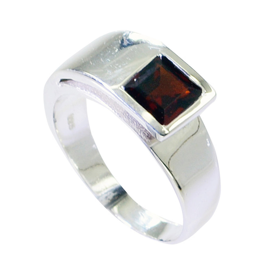 Garnet Solitaire Indian 925 Silver Red Gemstones Minimal Boho Ring Jewelry