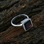 Garnet Solitaire Indian Sterling Silver Red Gems Classic Boho Ring Jewelry