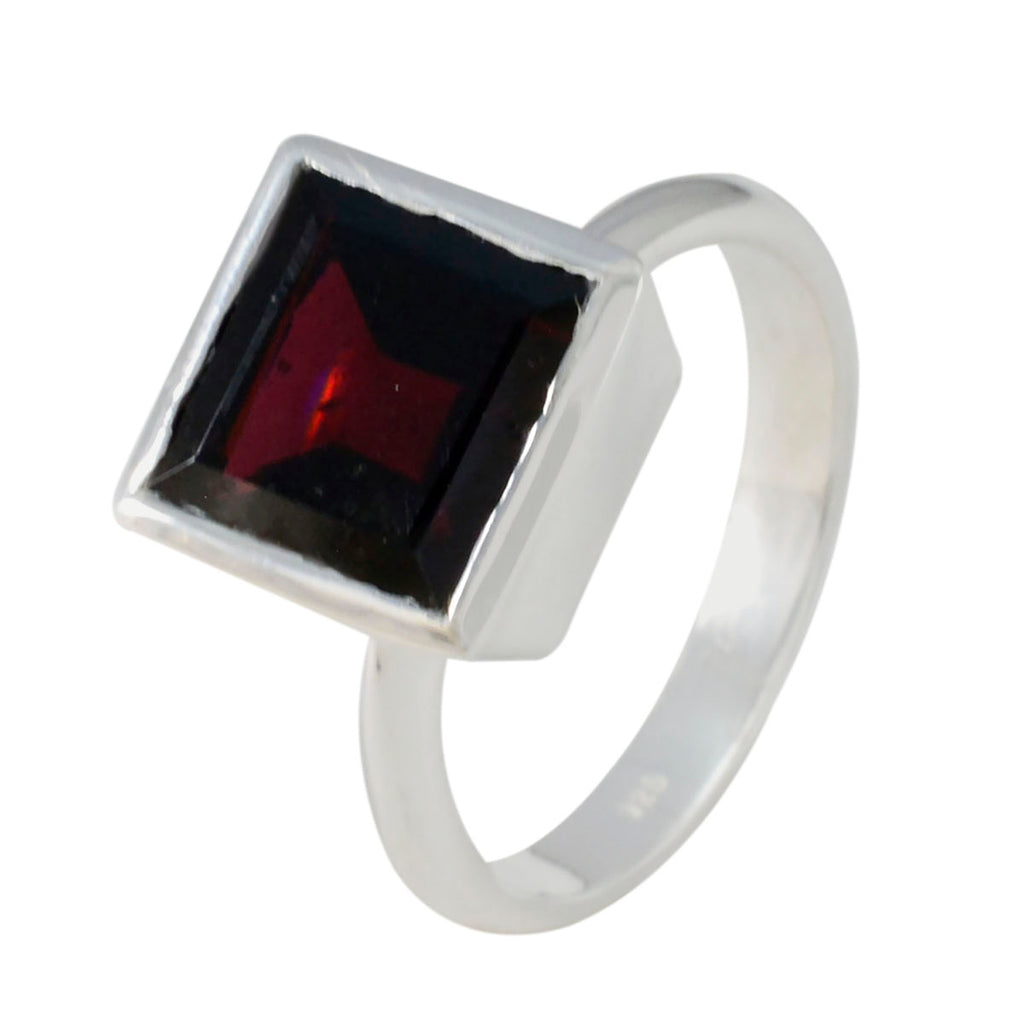 Garnet Solitaire Indian Sterling Silver Red Gems Classic Boho Ring Jewelry