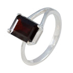 Garnet Solitaire Japanese Sterling Silver Red Gemstones Dainty Sophisticated Ring Jewellery