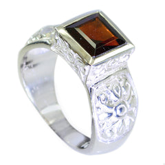 Garnet Solitaire African Sterling Silver Red Gemstone Eye catching Art Deco Ring Jewelry
