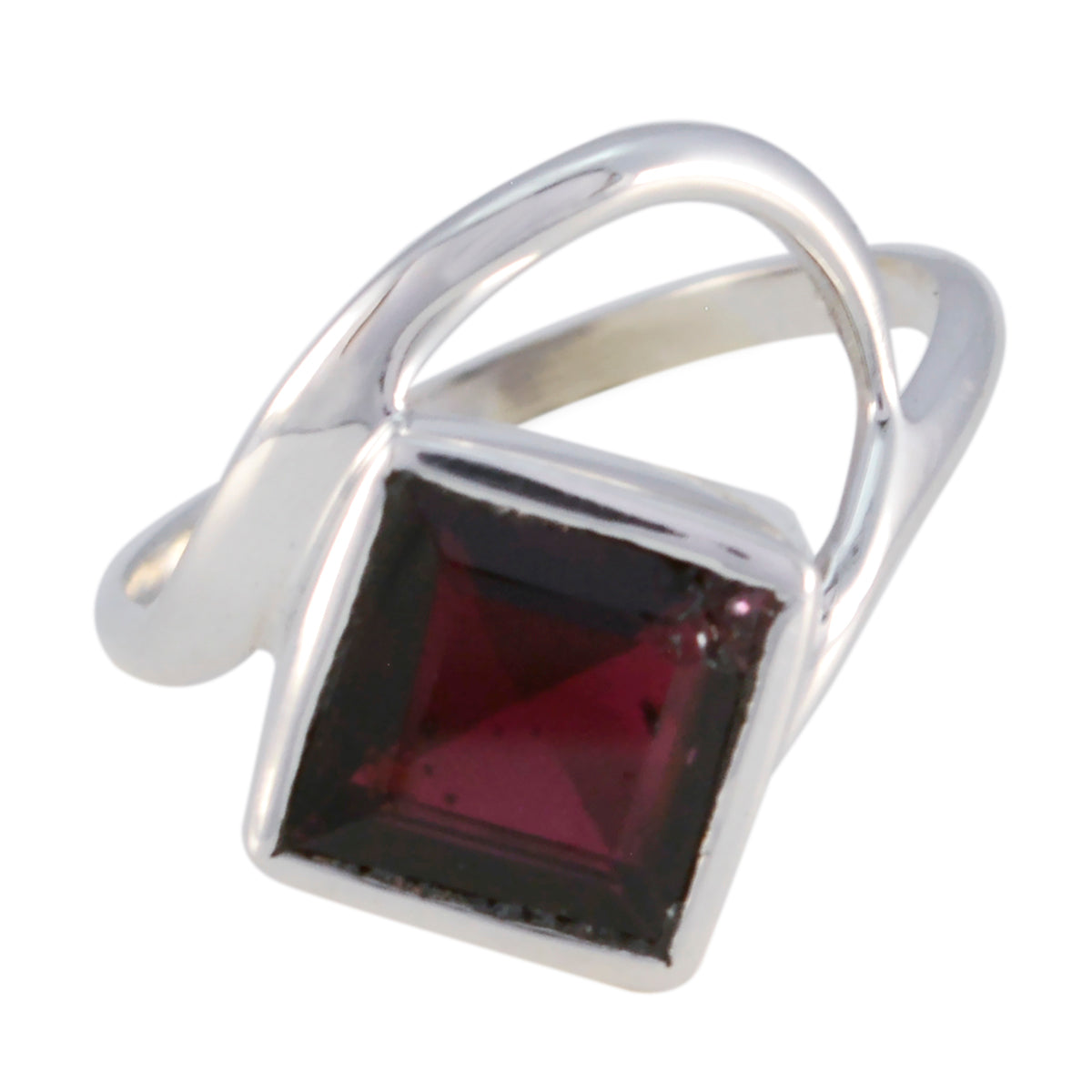 Garnet Solitaire Turkish 925 Sterling Silver Red Gems Whisper thin Modern Ring Jewelry Hoofdafbeelding