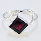 Garnet Solitaire Turkish 925 Sterling Silver Red Gems Whisper thin Modern Ring Jewelry