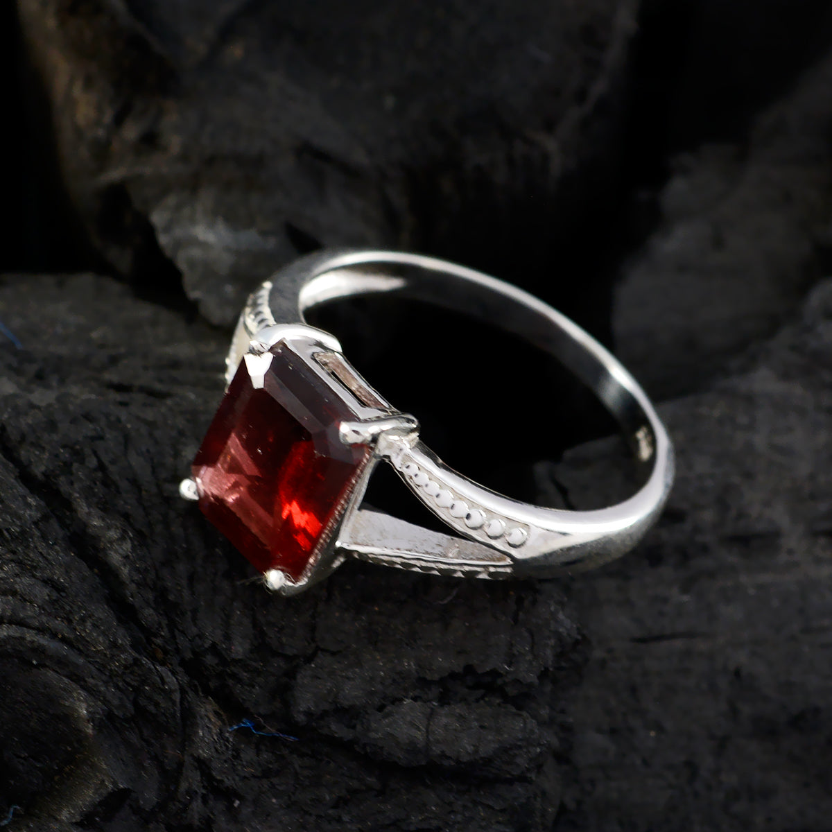 Garnet Solitaire Korean Silver Red Gems Whisper thin Romantic Ring Jewellery