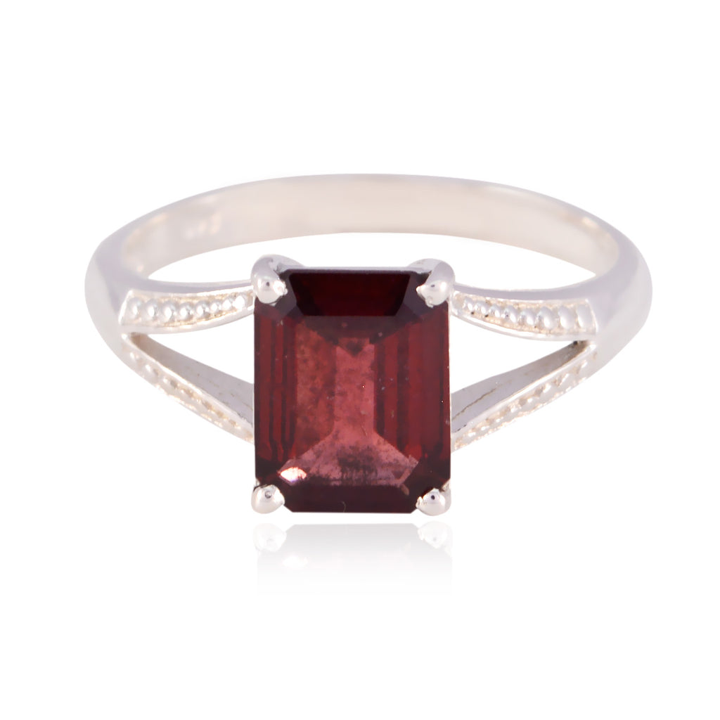 Garnet Solitaire Korean Silver Red Gems Whisper thin Romantic Ring Jewellery
