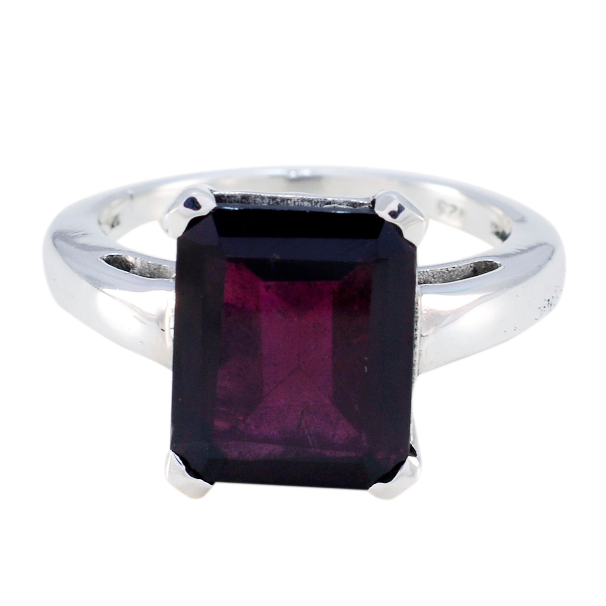 Garnet Solitaire German Silver Red Gemstone Minimal Romantic Ring Jewellery Huvudsaklig produktbild