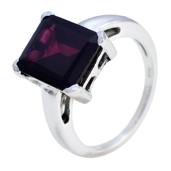 Garnet Solitaire German Silver Red Gemstone Minimal Romantic Ring Jewellery
