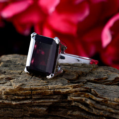 Garnet Solitaire German Silver Red Gemstone Minimal Romantic Ring Jewellery