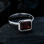 Garnet Solitaire Russian 925 Sterling Silver Red Gems Tiny Modern Ring Jewellery