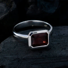 Garnet Solitaire Russian 925 Sterling Silver Red Gems Tiny Modern Ring Jewellery