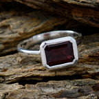 Garnet Solitaire Russian 925 Sterling Silver Red Gems Tiny Modern Ring Jewellery
