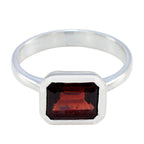 Garnet Solitaire Russian 925 Sterling Silver Red Gems Tiny Modern Ring Jewellery