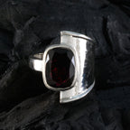 Garnet Solitaire Moroccan 925 Silver Red Gemstone Essential  Trendy Ring Jewelry