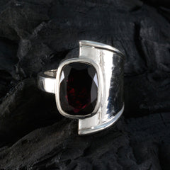 Garnet Solitaire Moroccan 925 Silver Red Gemstone Essential  Trendy Ring Jewelry