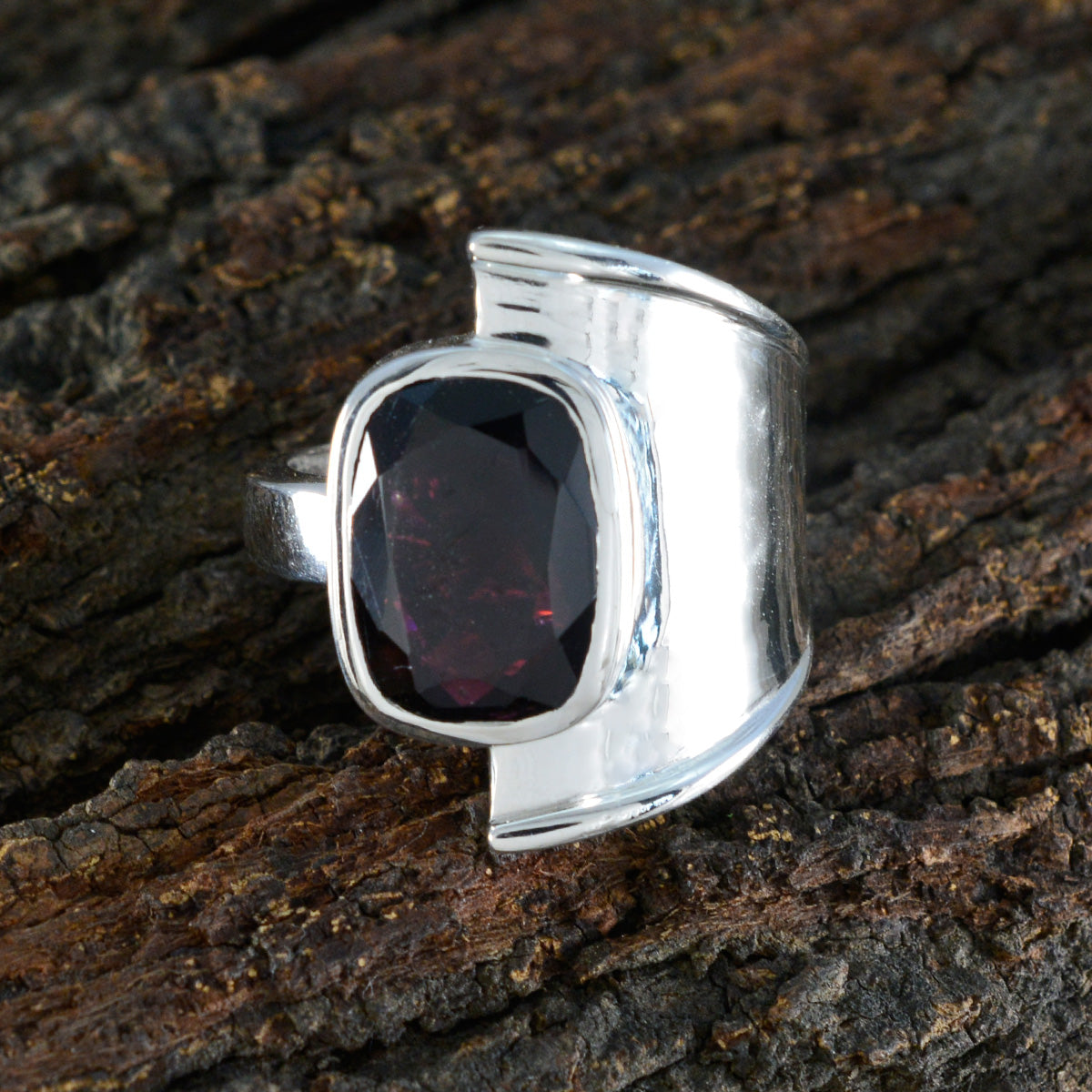 Garnet Solitaire Moroccan 925 Silver Red Gemstone Essential  Trendy Ring Jewelry