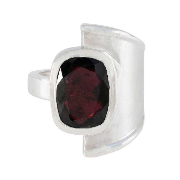 Garnet Solitaire Moroccan 925 Silver Red Gemstone Essential  Trendy Ring Jewelry