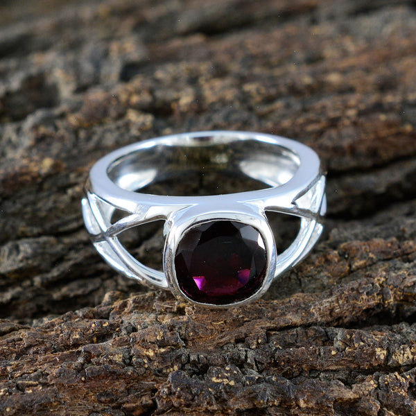 Garnet Solitaire Egyptian Silver Red Gems Tiny Boho Ring Jewelry