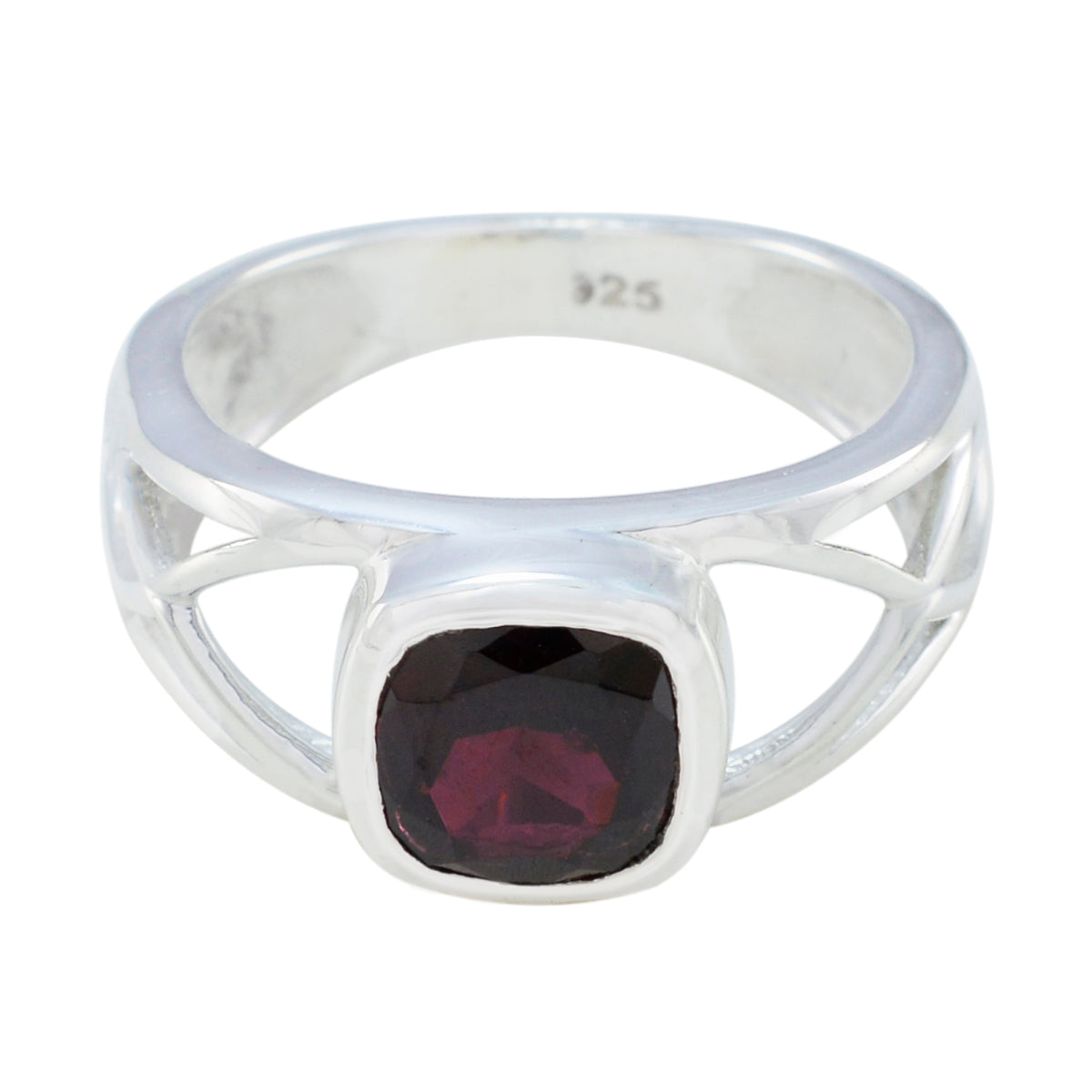 Garnet Solitaire Egyptian Silver Red Gems Tiny Boho Ring Jewelry メイン画像
