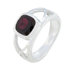 Garnet Solitaire Egyptian Silver Red Gems Tiny Boho Ring Jewelry