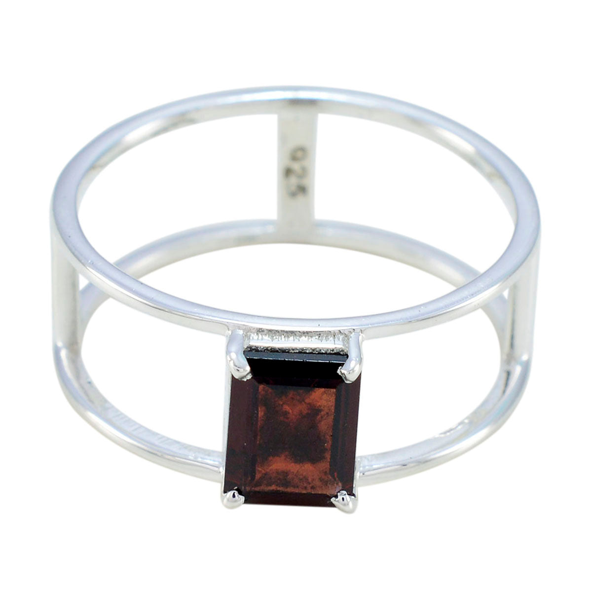 Garnet Solitaire Japanese Sterling Silver Red Gemstone Whisper thin Geometric Band Jewelry