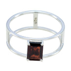 Garnet Solitaire Japanese Sterling Silver Red Gemstone Whisper thin Geometric Band Jewelry
