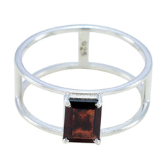 Garnet Solitaire Japanese Sterling Silver Red Gemstone Whisper thin Geometric Band Jewelry